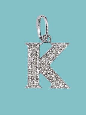 10K Gold Diamond Initial K  Pendant Size 1/2"
